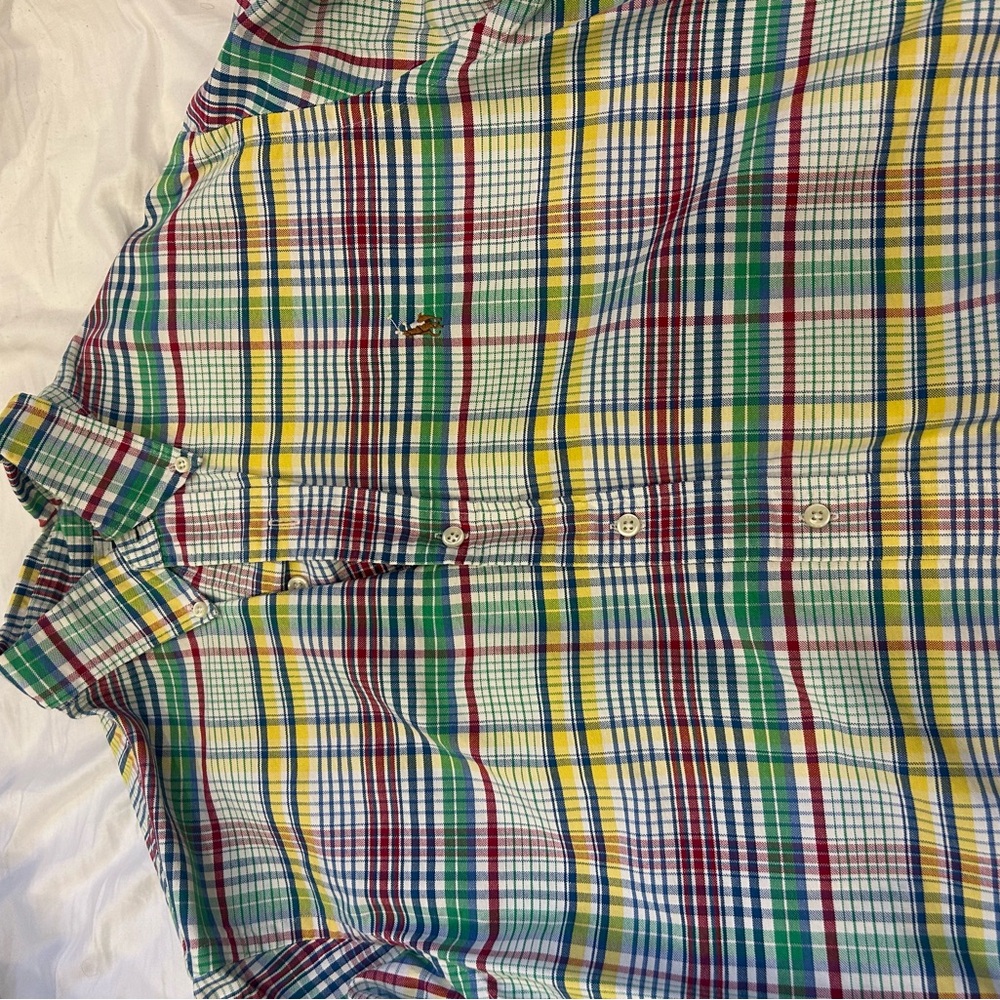 Ralph Lauren Red and Green Casual Button Down Shirt